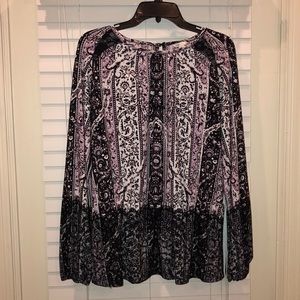 Purple and black stretchy women’s dress shirt